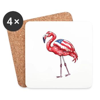 Flamingos American Flag 4th of July Flamingos Gift - Untersetzer (4er-Set) - Weiß - Vorne