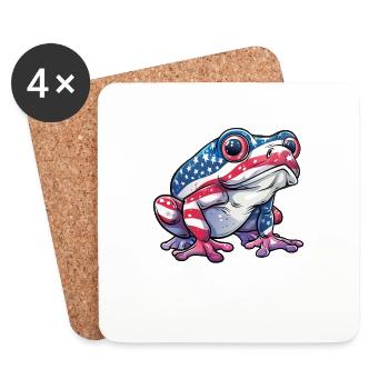 Grenouille drapeau américain 4 de juillet jour grenouille cadeaux - Dessous de verre (lot de 4) - blanc - Devant