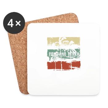 Pompano Beach Floride Souvenir de vacances artistiques - Dessous de verre (lot de 4) - blanc - Devant