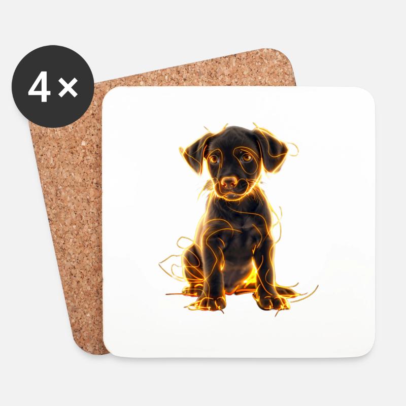 Cute Puppy with Glowing Lines V2 - Untersetzer (4er-Set) - Weiß