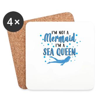 Pas de sirène, je suis une reine des mers - Océan - Dessous de verre (lot de 4) - blanc - Devant
