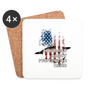 USA Husband Daddy Protector Hero - Untersetzer (4er-Set) - Weiß - Vorne