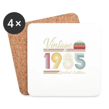 Millésime 1985, Cadeau D'anniversaire Vintage 1985 - Dessous de verre (lot de 4) - blanc - Devant