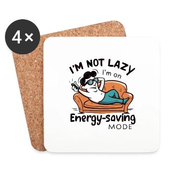 ICH BIN NICHT FAUL, ICH BIN IM ENERGIESPARMODUS - Untersetzer (4er-Set) - Weiß - Vorne