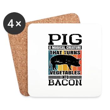 Pig, A Creature That Turns Vegetables Into Bacon 6 - Untersetzer (4er-Set) - Weiß - Vorne