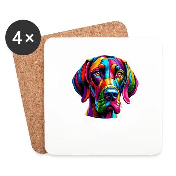 Bunte Pop Art Deutsch Kurzhaar Vorstehhund - Untersetzer (4er-Set) - Weiß - Vorne