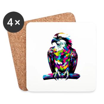 Balbuzard pêcheur Pop Art coloré Balbuzard pêcheur Sea Hawk - Dessous de verre (lot de 4) - blanc - Devant