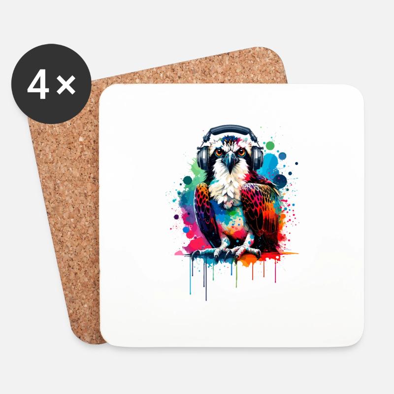 Splash Art Kopfhörer Osprey Sea Hawk Fischadler - Untersetzer (4er-Set) - Weiß