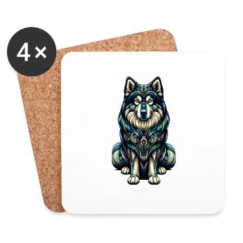 Mandala Kunst Kanadischer Eskimohund Kanadischer Eskimo - Untersetzer (4er-Set) - Weiß - Vorne