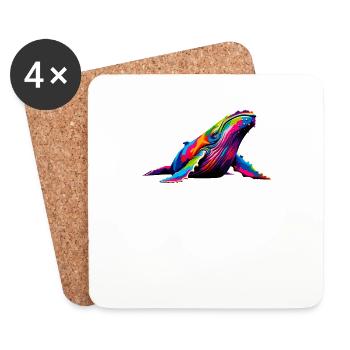 Colorful Pop Art Humpback Whale Humpback Whales - Coasters (set of 4) - white - Front