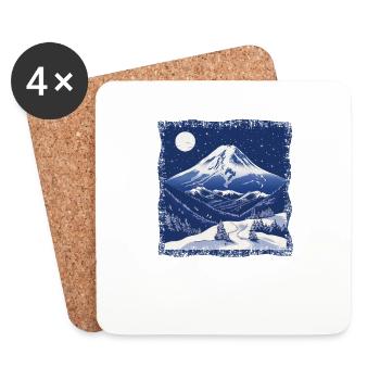 Niseko Japan Ski Snowboard D’hiver - Dessous de verre (lot de 4) - blanc - Devant