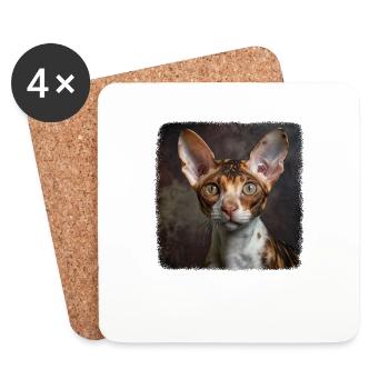 Cornish Rex Kätzchen Cornish Rex Katze - Untersetzer (4er-Set) - Weiß - Vorne