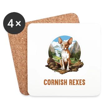 Cornish Rex Kätzchen Cornish Rex Katze - Untersetzer (4er-Set) - Weiß - Vorne