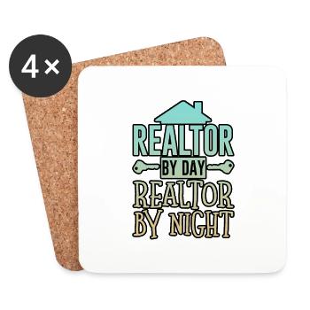 Agent immobilier le jour Agent immobilier la nuit 4 - Dessous de verre (lot de 4) - blanc - Devant
