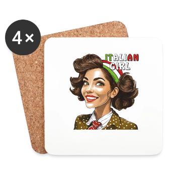 FRAU ITALIEN ITALIAN GIRL - Untersetzer (4er-Set) - Weiß - Vorne