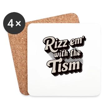 Rizz em with the tism Funny Autism Humor - Coasters (set of 4) - white - Front