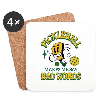 Le pickleball drôle me fait dire de gros mots pickleball - Dessous de verre (lot de 4) - blanc - Devant
