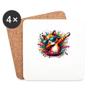 Splash Art Doublage Chat Lunettes de Soleil Chaton Chats - Dessous de verre (lot de 4) - blanc - Devant