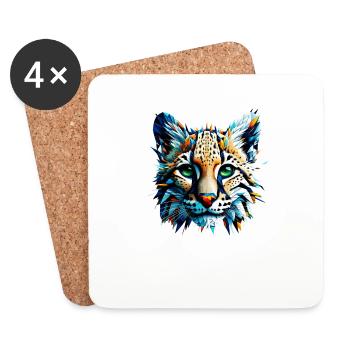 Polygon Art Ozelot Ozelots Zwerg Leopard - Untersetzer (4er-Set) - Weiß - Vorne