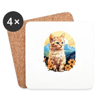 Cymric Kitten Cymric Cat - Dessous de verre (lot de 4) - blanc - Devant