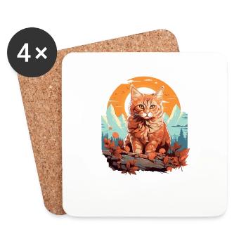 Cymric Kitten Cymric Cat - Dessous de verre (lot de 4) - blanc - Devant