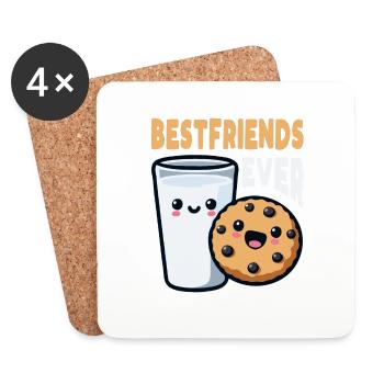 Milch Und Kekse Beste Freunde Immer Lustiger Morgen - Untersetzer (4er-Set) - Weiß - Vorne