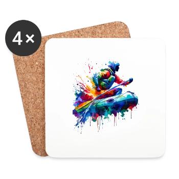 Colorful Splash Art River White Water Rafting - Coasters (set of 4) - white - Front