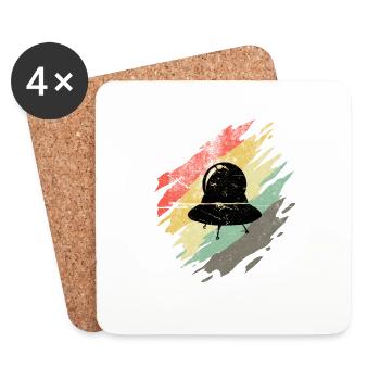 Rétro Alien OVNI Drôle Espace Extraterrestres Cool - Dessous de verre (lot de 4) - blanc - Devant