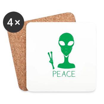 Alien Peace Zeichen Hand Cool Lustige Außerirdische - Untersetzer (4er-Set) - Weiß - Vorne