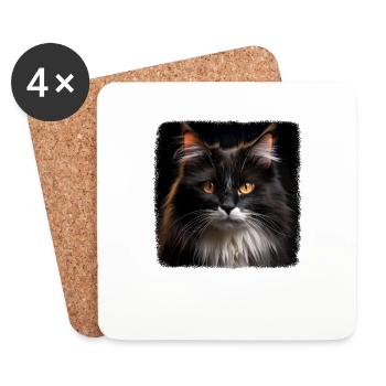 Cymric Kitten Cymric Cat - Dessous de verre (lot de 4) - blanc - Devant