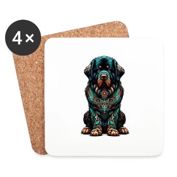 Mandala Kunst Neufundländer Hund Newfie - Untersetzer (4er-Set) - Weiß - Vorne