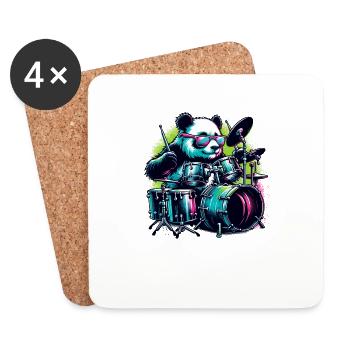 Panda Ours Jouant Tambours Tambour Tambour Tambour - Dessous de verre (lot de 4) - blanc - Devant