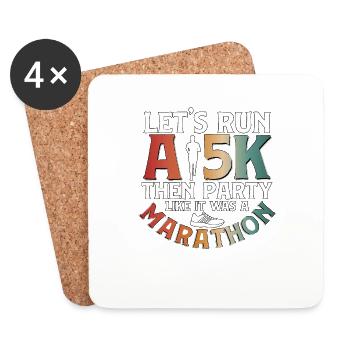 Permet de courir un 5 km puis de faire la fête pour les coureurs - Dessous de verre (lot de 4) - blanc - Devant