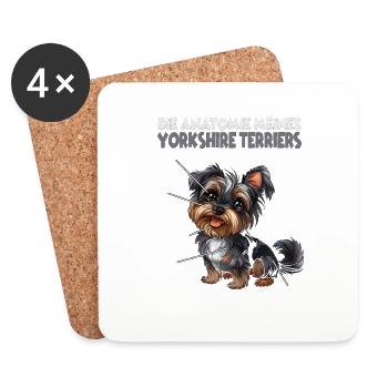 Yorkshire Terrier chien propriétaire T Terrier anatomie - Dessous de verre (lot de 4) - blanc - Devant