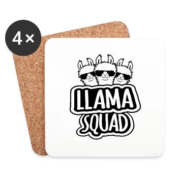 Lustige Lama Squad Sonnenbrille Alpaka Cool Family - Untersetzer (4er-Set) - Weiß - Vorne