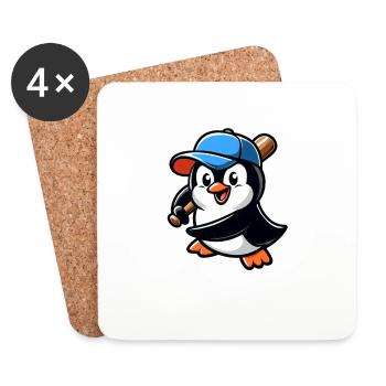 Penguin Baseball Player Action - Coasters (set of 4) - white - Front