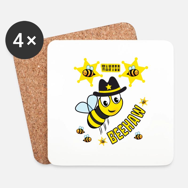 BIENEN-SHERIFF BEEHAW WESTLICHE KINDER - Untersetzer (4er-Set) - Weiß