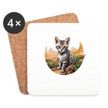 Egyptian Mau Kitten Cat Egyptian Mau - Coasters (set of 4) - white - Front