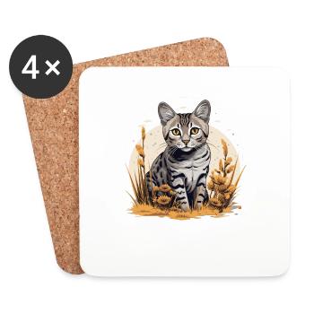 Egyptian Mau Kitten Cat Egyptian Mau - Coasters (set of 4) - white - Front