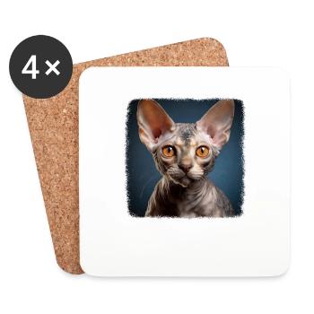 Devon Rex Kitten Devon Rex Cat - Coasters (set of 4) - white - Front
