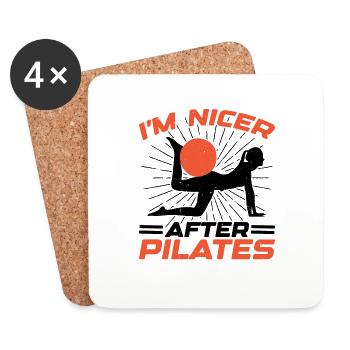 Je suis plus gentil après le Pilates 2 - Dessous de verre (lot de 4) - blanc - Devant