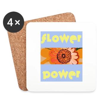Blue Sky: Flower Power with Orange Blossom - Coasters (set of 4) - white - Front