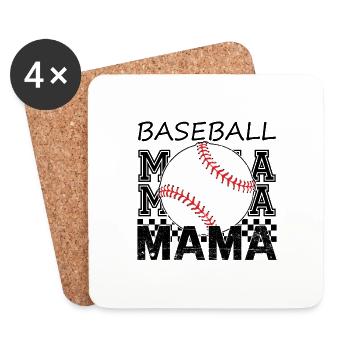 Baseball Mama verzweifelt Muttertag Mama - Untersetzer (4er-Set) - Weiß - Vorne