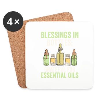 Blessings in Bottles: Grateful for Essential Oils - Coasters (set of 4) - white - Front
