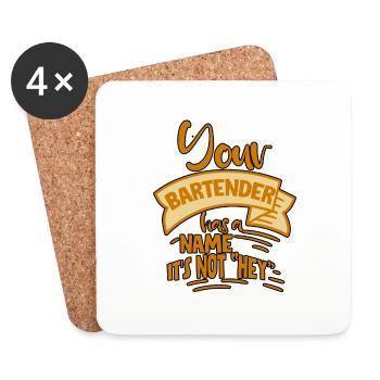 Votre barman a un nom, ce n’est pas Hey 4 - Dessous de verre (lot de 4) - blanc - Devant