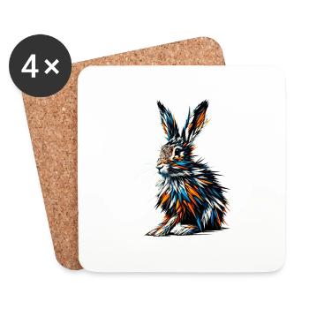 Polygon Art Jackrabbit Jackrabbits - Untersetzer (4er-Set) - Weiß - Vorne