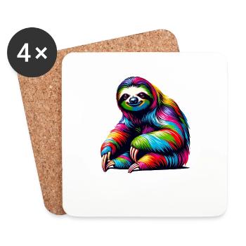 paresseux paresseux coeur paresseux ours - Dessous de verre (lot de 4) - blanc - Devant