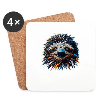 paresseux paresseux coeur paresseux ours - Dessous de verre (lot de 4) - blanc - Devant