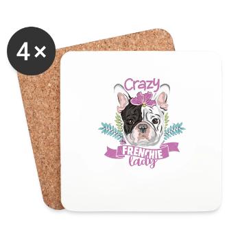 Crazy Frenchie Lady Owner French Bulldog - Untersetzer (4er-Set) - Weiß - Vorne