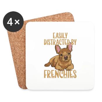 Facilement distrait par le propriétaire des Frenchies, French Bulldo - Dessous de verre (lot de 4) - blanc - Devant